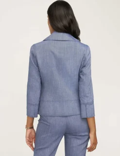 Best Sale Anne Klein Twill Cropped Jacket- Sale Magritte Blue/ NYC White