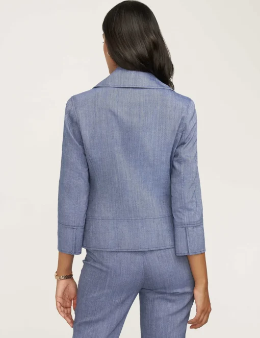 Best Sale Anne Klein Twill Cropped Jacket- Sale Magritte Blue/ NYC White