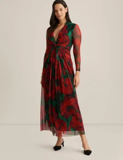 Cheap Anne Klein Twist Front Maxi Dress Titian Red Multi