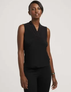Store Anne Klein V-Neck Triple Pleat Top