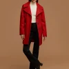 Outlet Anne Klein Wool Coat With Buttons Lychee Red