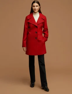Outlet Anne Klein Wool Coat With Buttons Lychee Red
