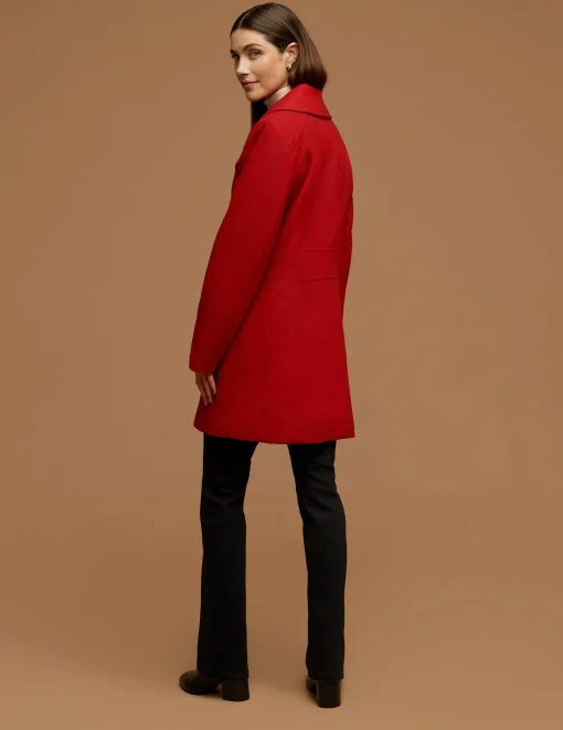 Outlet Anne Klein Wool Coat With Buttons Lychee Red