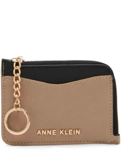 Best Sale Anne Klein Zip Card Case With Keychain Truffle/Black