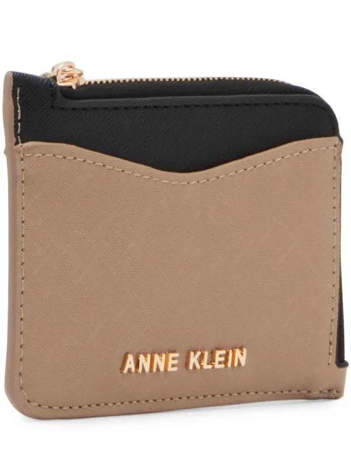 Best Sale Anne Klein Zip Card Case With Keychain Truffle/Black
