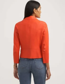 Online Anne Klein Zip Front Faux Leather Moto Jacket- Sale Poppy